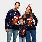 Suéter de Navidad para Familia Azul Gingerbread