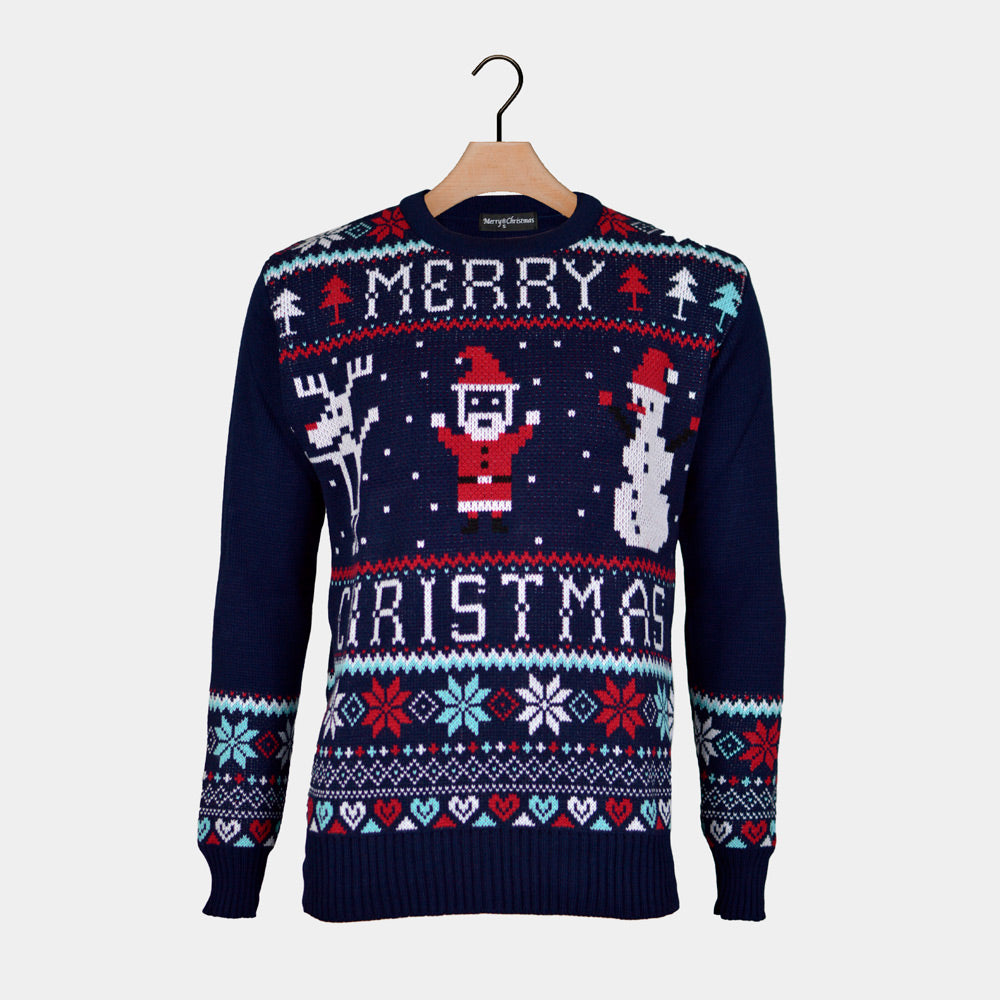 Suéter de Navidad para Mujer Azul Merry Christmas