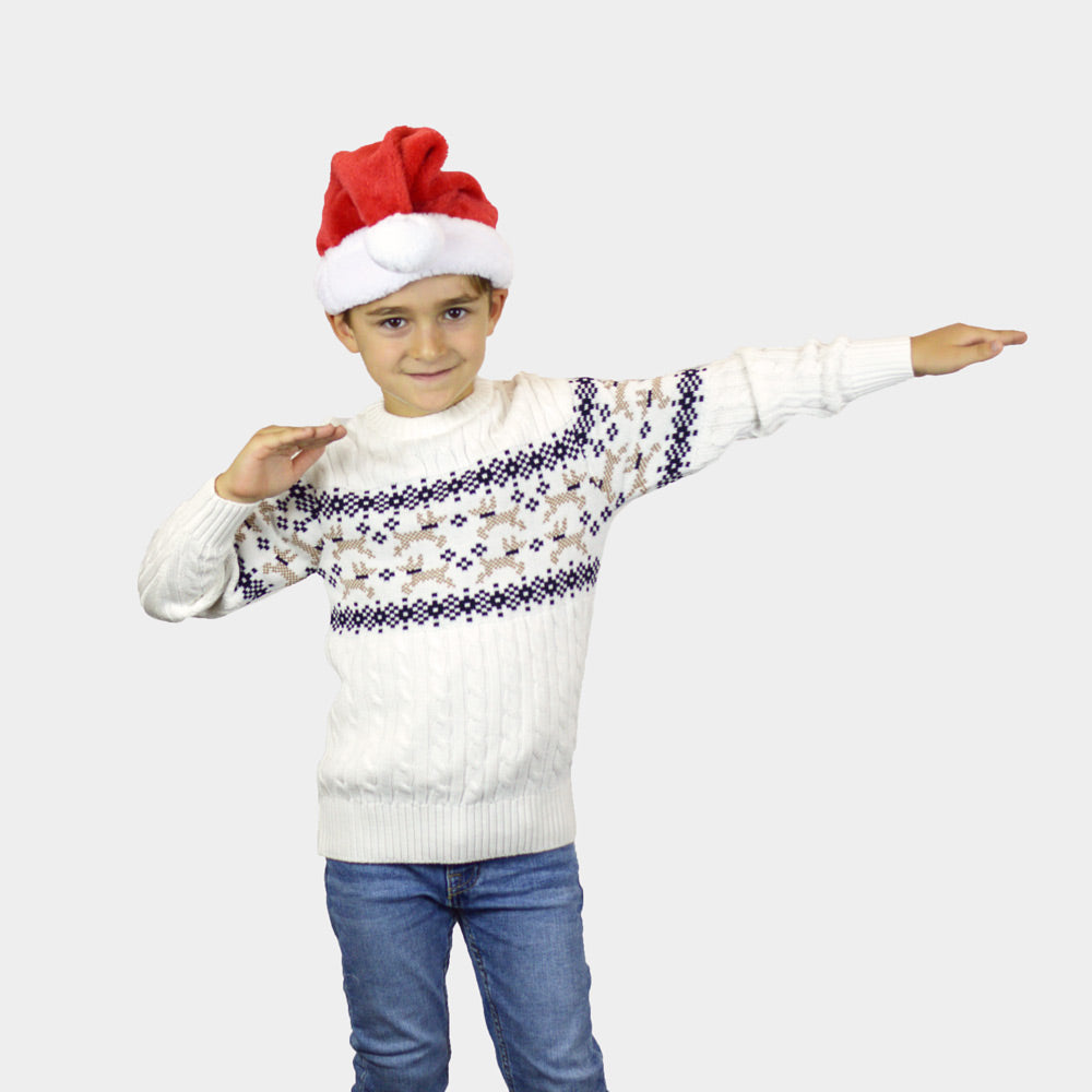 Suéter de Navidad para Familia Elegante Blanco Alaska niño
