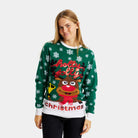 Suéter de Navidad para Familia Verde Holly Jolly Lentejuelas Mujer