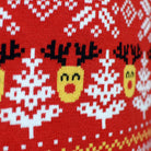 Suéter de Navidad Familia Muñecos de Nieve Cenefas Algodón Orgánico Rojo 
