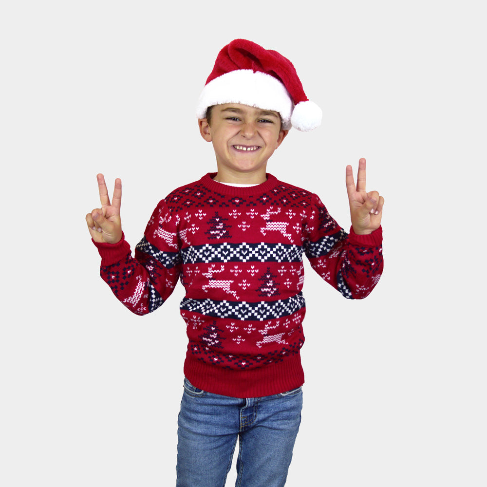 Suéter de Navidad para Familia Rojo Canadá niño