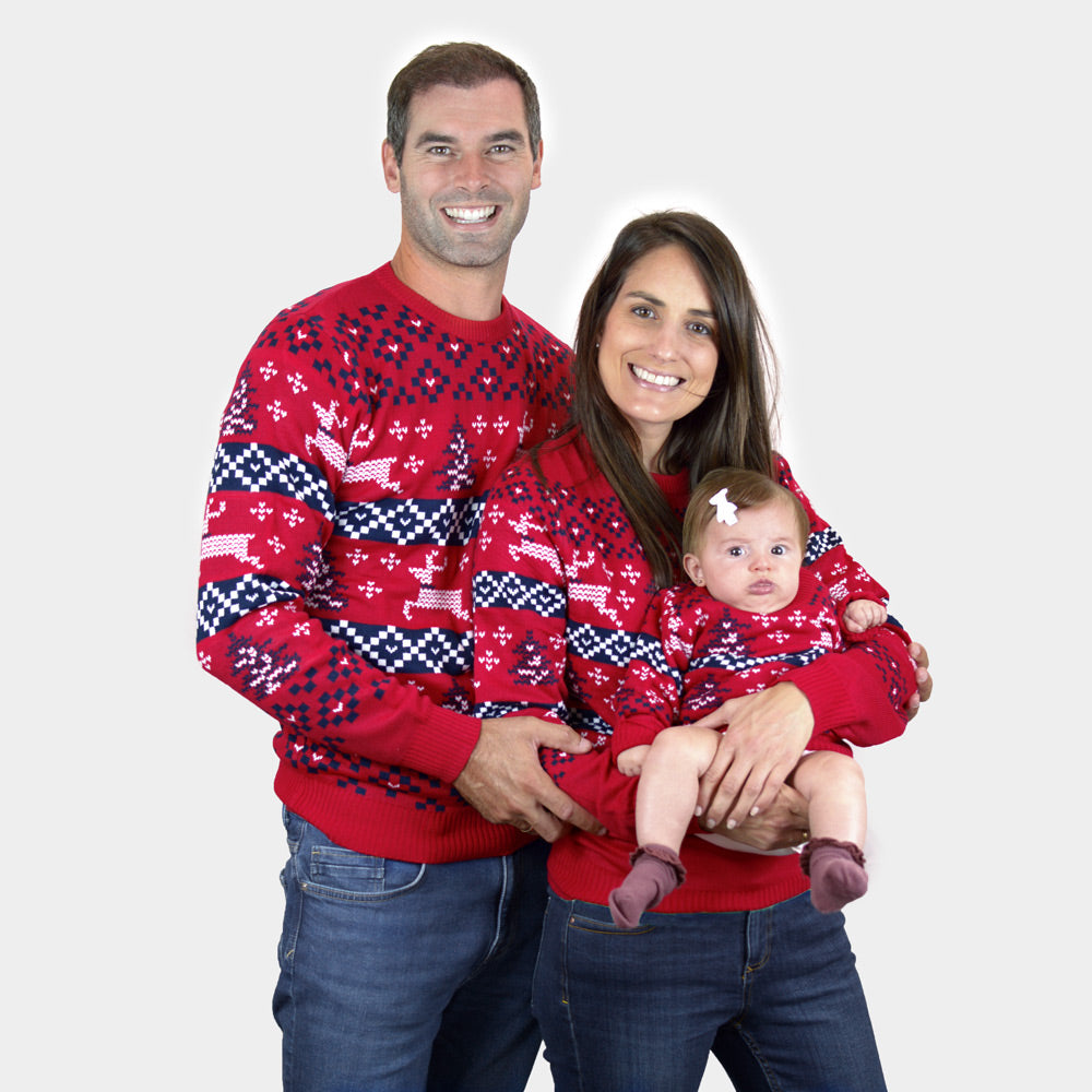 Suéter de Navidad para Familia Rojo Canadá