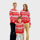 Suéter de Navidad Familia Rojo Muñecos de Nieve Cenefas Algodón Orgánico
