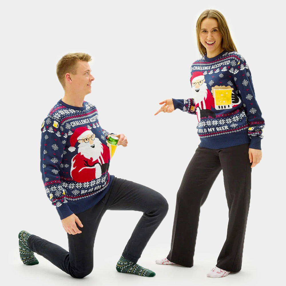 Suéter de Navidad para Hombre y Mujer Beer Pocket 3D

