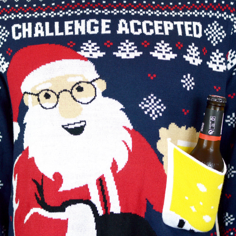 Suéter de Navidad para Hombre Beer Pocket 3D detalle cerveza