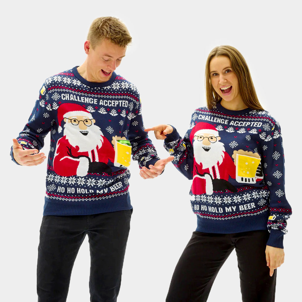 Suéter de Navidad para Hombre Beer Pocket 3D pareja