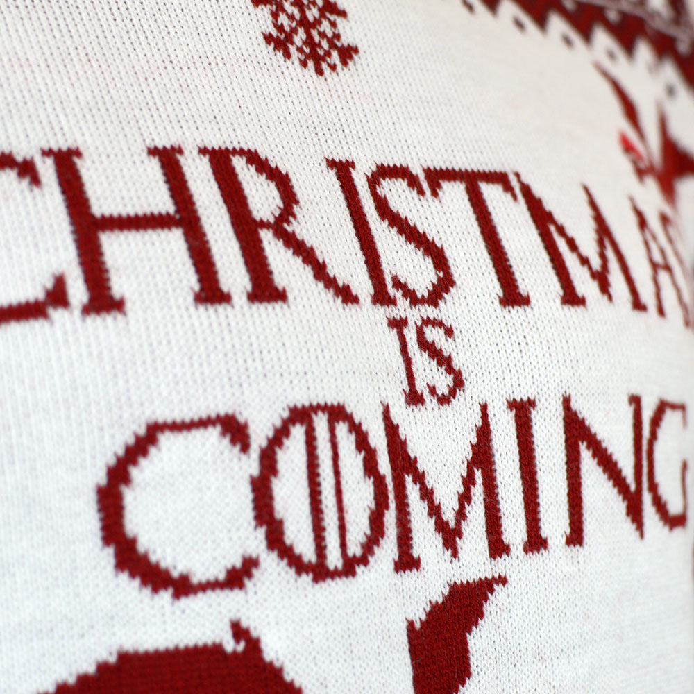Suéter de Navidad para Hombre Christmas is Coming Blanco
