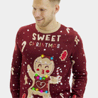 Suéter de Navidad Hombre Luces LED para Rojo Ginger Cookie
