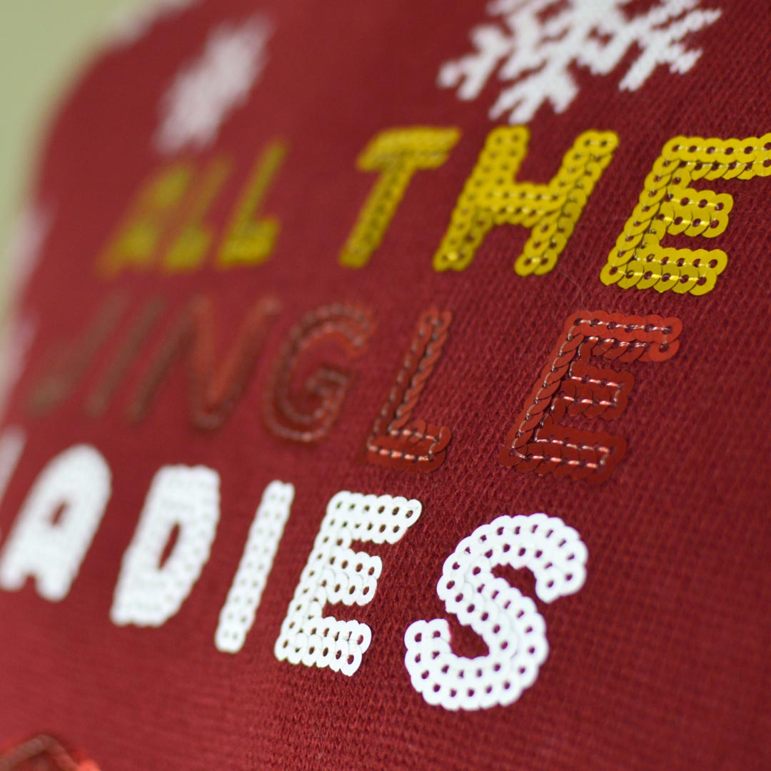 Suéter de Navidad para Hombre Jingles Ladies Lentejuelas Detalle Nieve