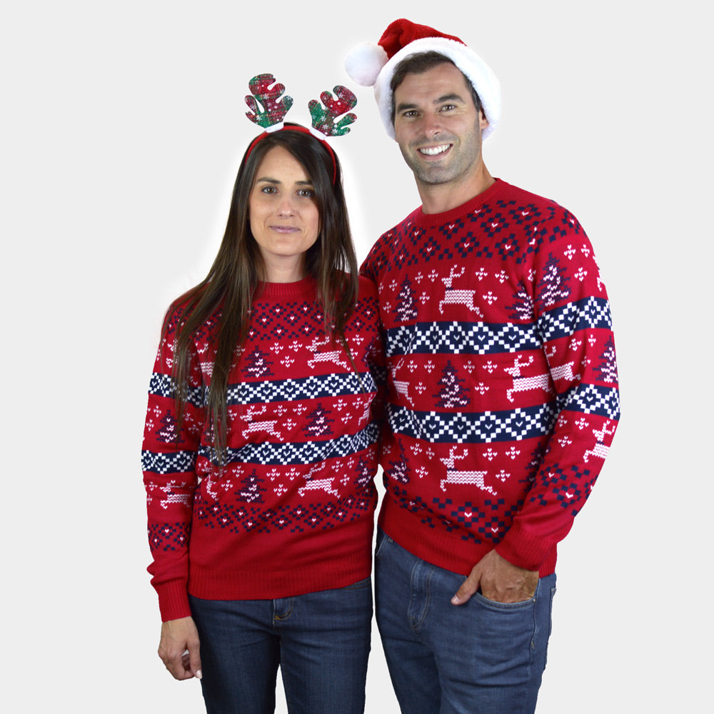 Suéter de Navidad Hombre Mujer Rojo Canadá
