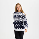 Suéter de Navidad Hombre Mujer Renos y Nieve Azul
