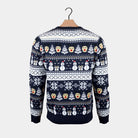 Suéter de Navidad para Hombre Azul y Cenefas Muñecos de Nieve 
