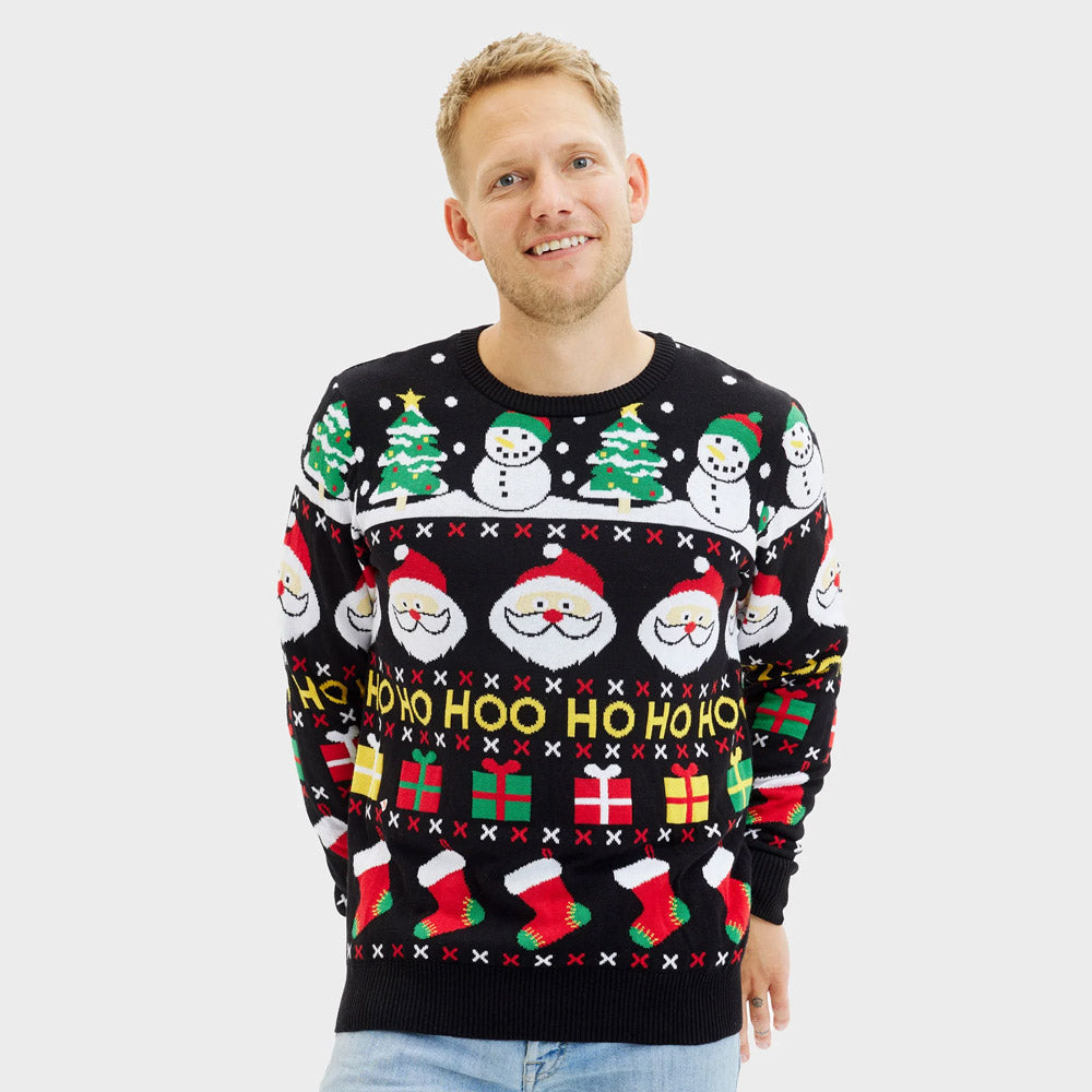 Suéter de Navidad Hombre Santa y Muñecos Algodón Orgánico Regalos 
