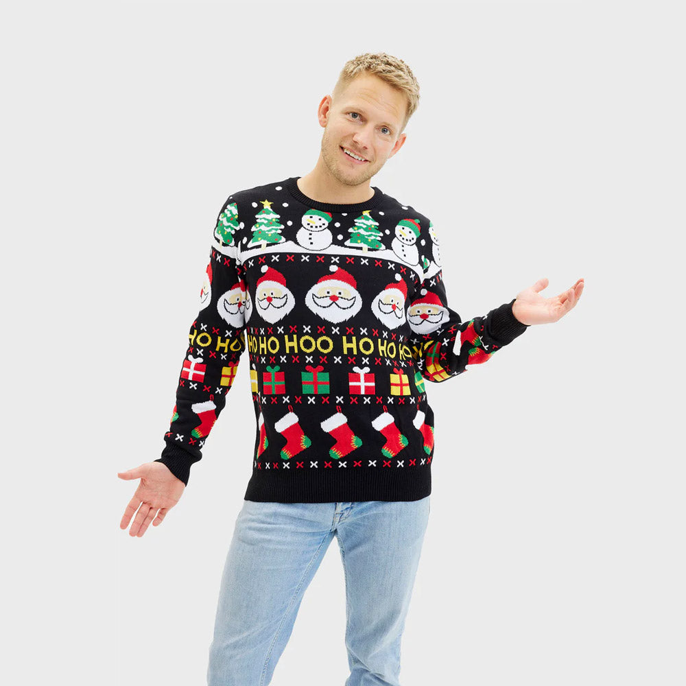 Suéter de Navidad Hombre Santa Regalos y Muñecos Algodón Orgánico

