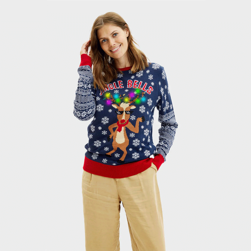 Suéter de Navidad con Luces LED para Mujer Jingle Bells


