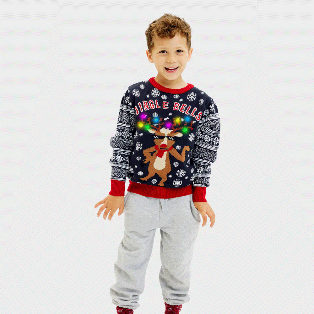 Suéter de Navidad Jingle Bells Luces LED para  Niño 
