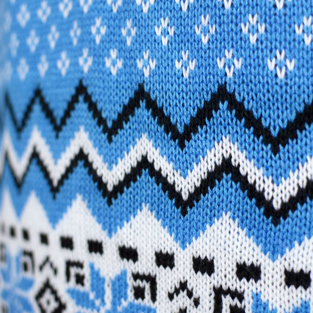 Suéter de Navidad para Mujer Elegante Blanco, Gris y Azul con Renos 
