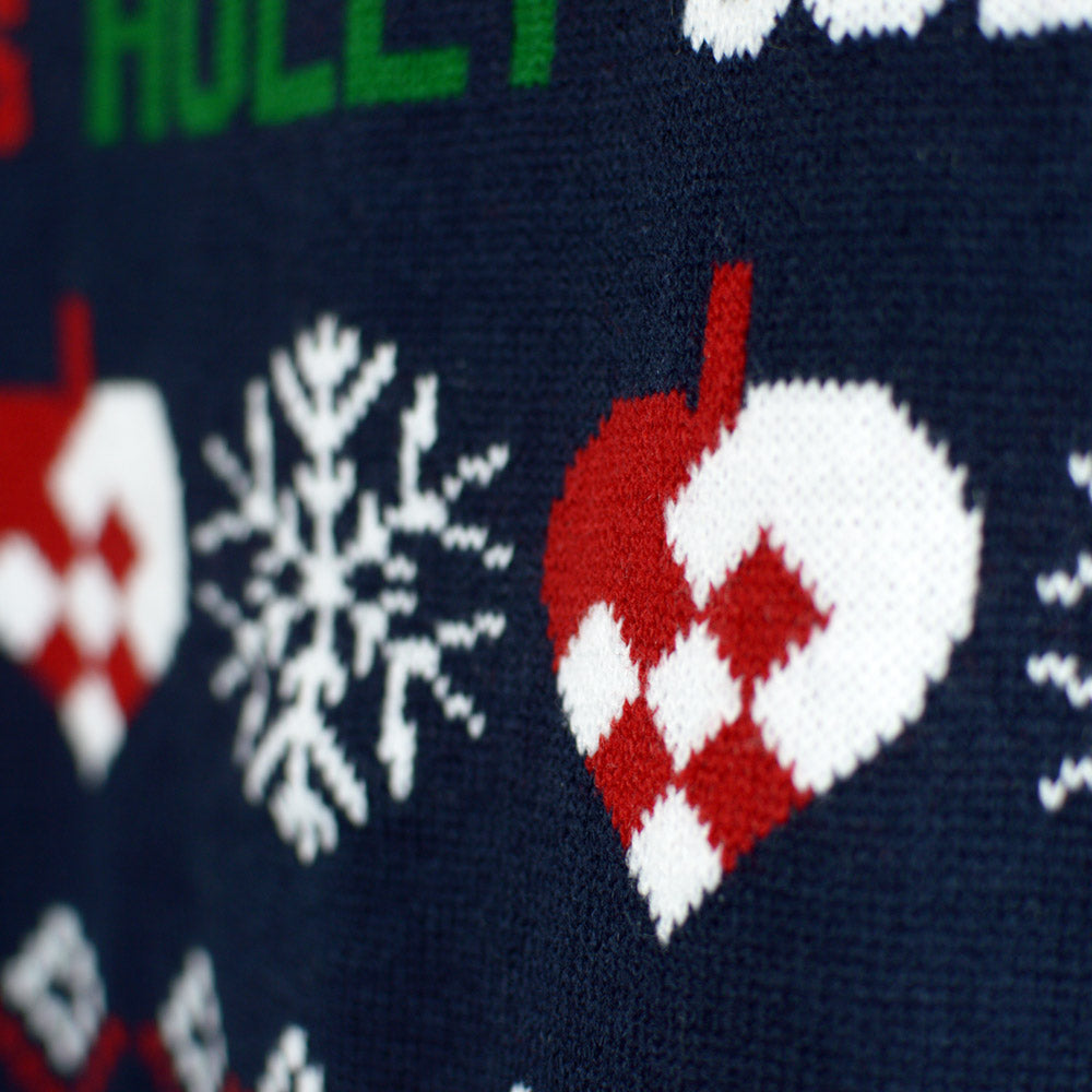 Suéter de Navidad para Mujer Cárdigan Azul y Rojo Corazón
