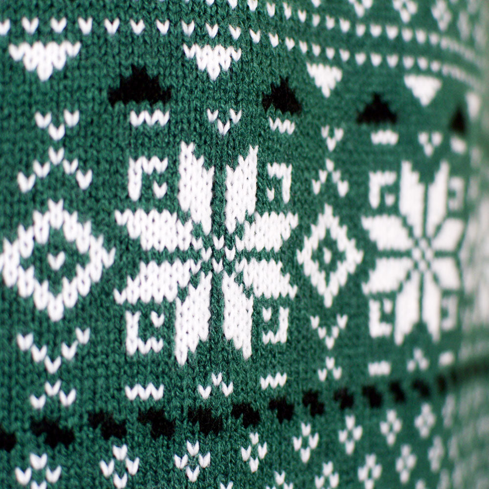 Suéter de Navidad para Mujer Clásico Verde y Blanco Elegante Detalle