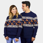 Suéter de Navidad para Mujer y Hombre Elegante Azul con Renos
