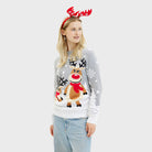 Suéter de Navidad Mujer y Hombre Gris con Renas Cute

