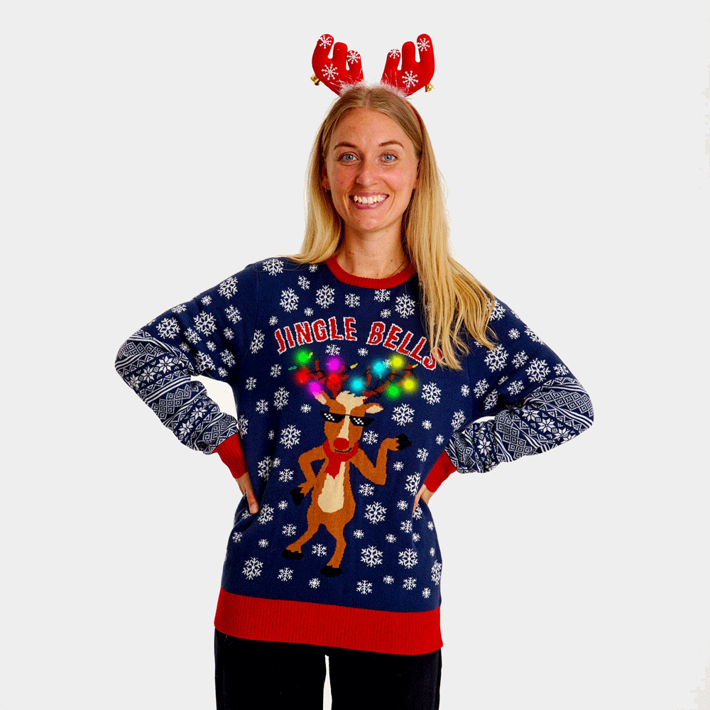 Suéter de Navidad de Luces LED Mujer Jingle Bells