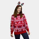 Suéter de Navidad Mujer Rojo Clásico Estrellas Polares