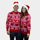 Suéter de Navidad para Mujer Rojo Clásico Estrellas Polares pareja