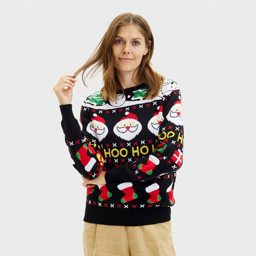 Suéter de Navidad Mujer Santa  Muñecos Algodón Orgánico Regalos 
