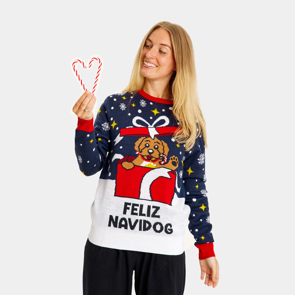 Suéter de Navidad Mujer Feliz Navidog