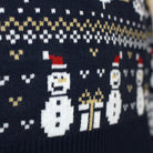 Suéter de Navidad Muñecos de Nieve Hombre Azul  y Cenefas
