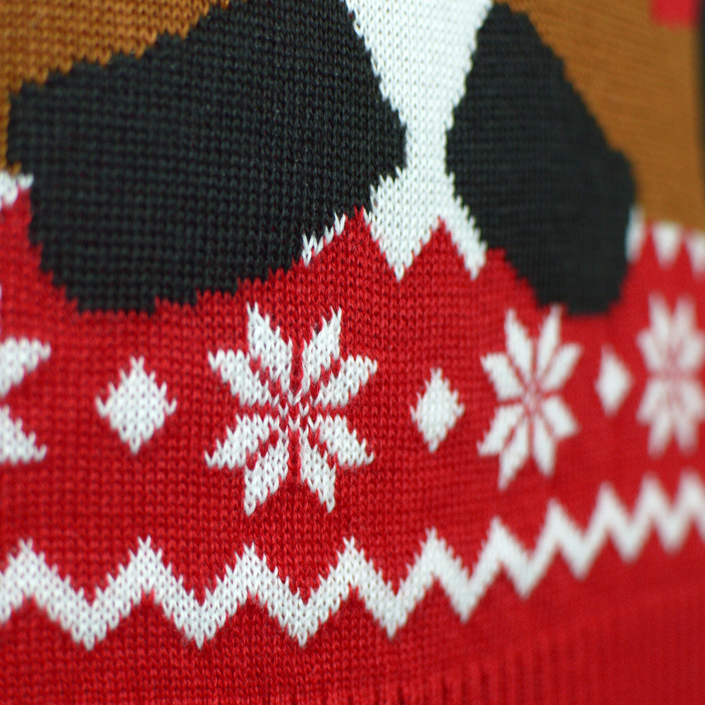 Suéter de Navidad para Niña y Niño Rojo Reno Rudolph Bufanda detalle