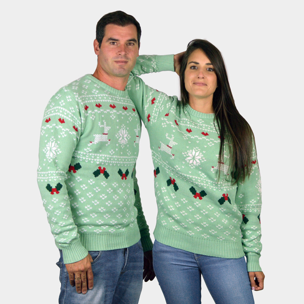 Suéter de Navidad Parejas Niña y Niño Verde Sweet Christmas
