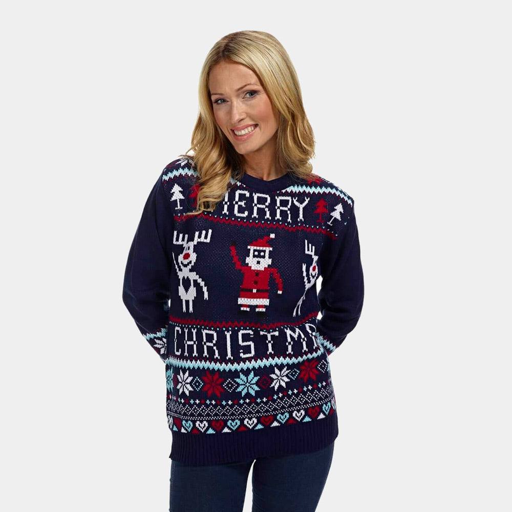 Suéter Navideño Mujer Merry Christmas Azul