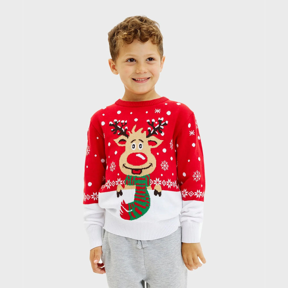 Suéter de Navidad Niño Reno Bufanda Algodón Orgánico

