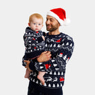 Suéter de Navidad para Familia con Árboles, Muñecos y Papá Noel