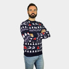 Suéter de Navidad Hombre con Árboles, Muñecos y Papá Noel Algodón Orgánico