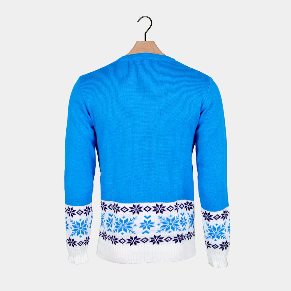 sueter de Navidad para Hombre Azul con Reno Patinando Espalda