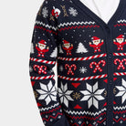 Suéter de Navidad Hombre Cárdigan Azul Estrellas Polares
