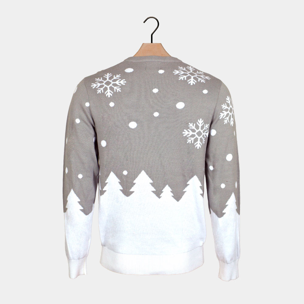 Renas Cute Suéter de Navidad para Hombre Gris 