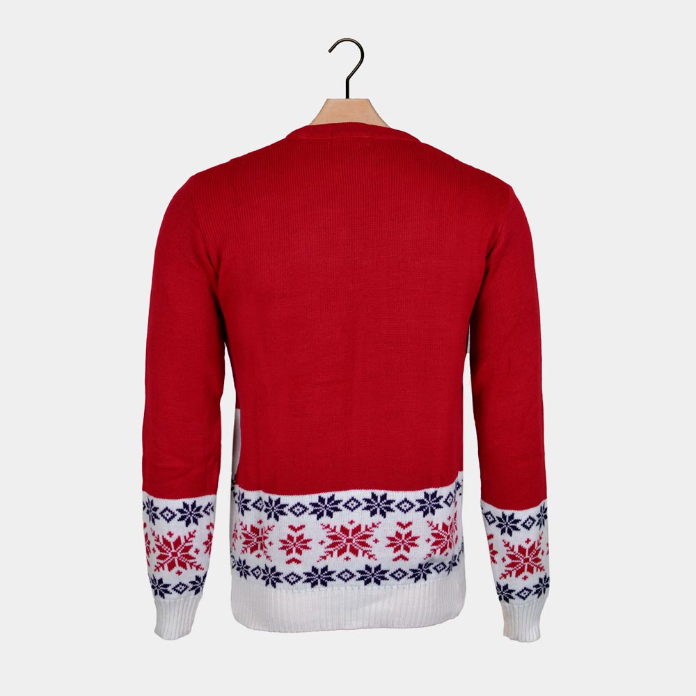 sueter de Navidad para Hombre Rojo con Reno Patinando Espalda