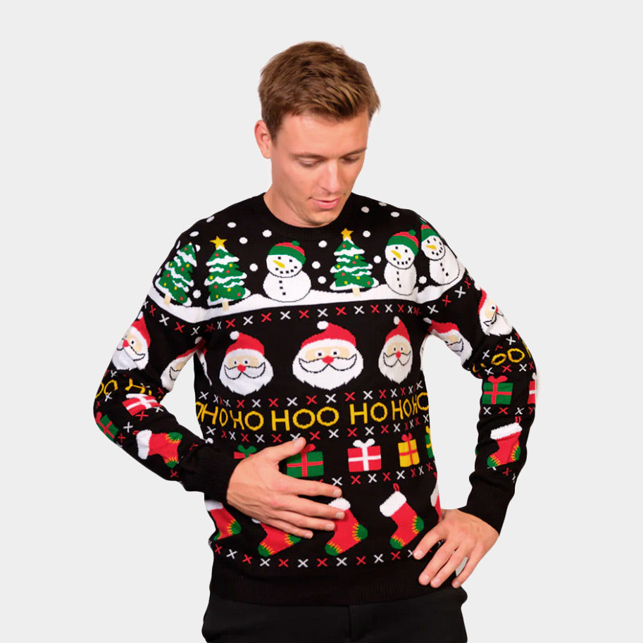 Suéter de Navidad para Hombre Santa, Regalos y Muñecos Algodón Orgánico