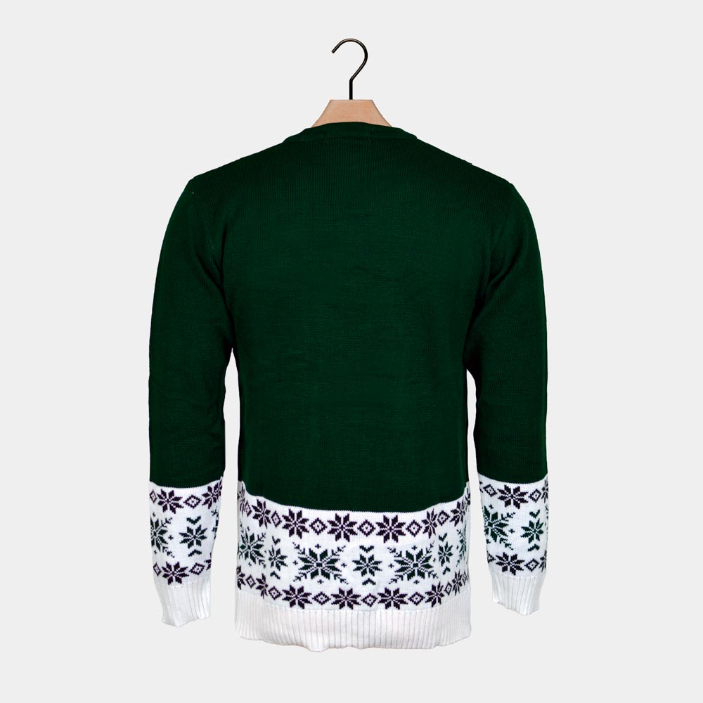 sueter de Navidad para Hombre Verde con Reno Patinando Espalda