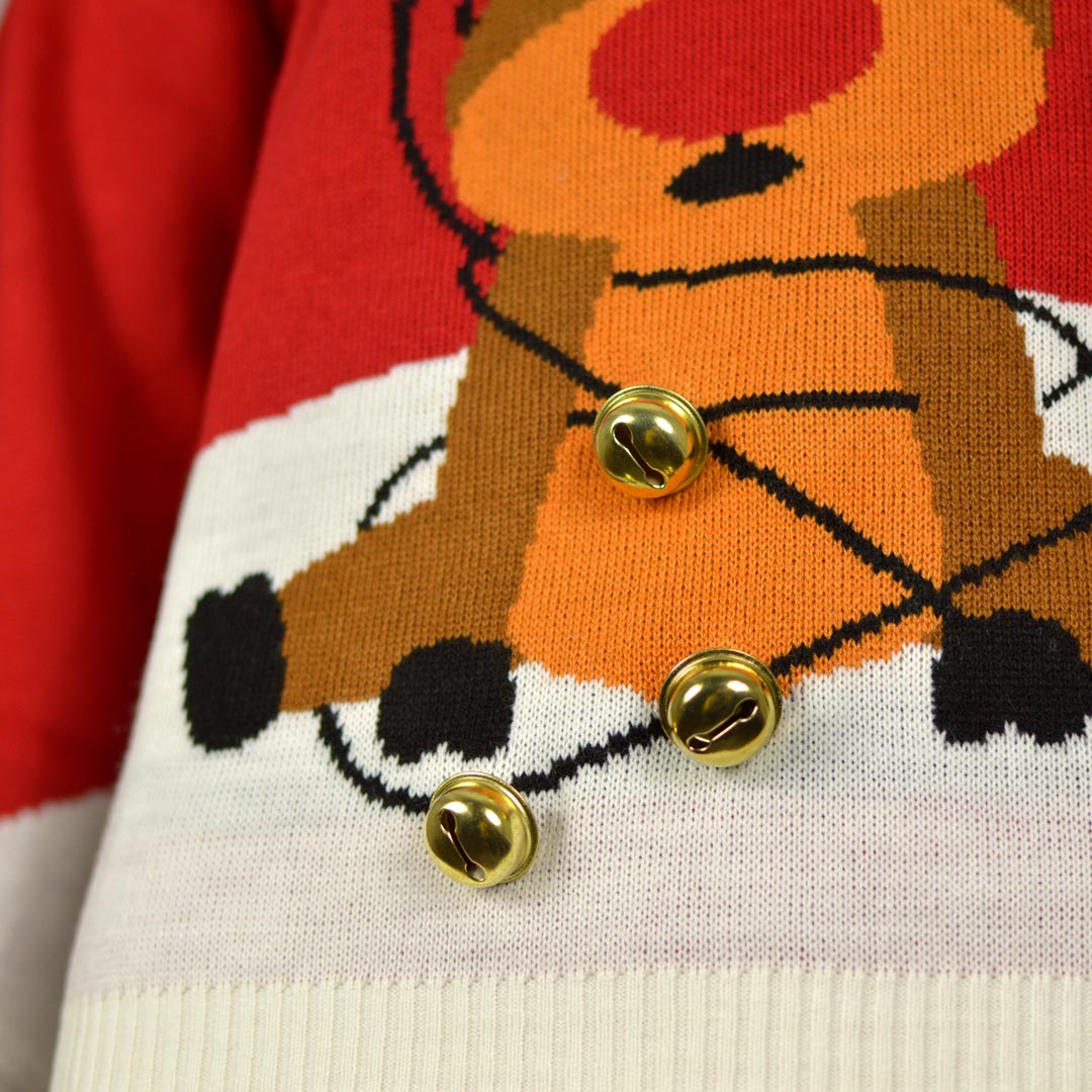 Suéter de Navidad para Mujer Jingle Bells Suck Rojo Cascabeles 3D Detalle