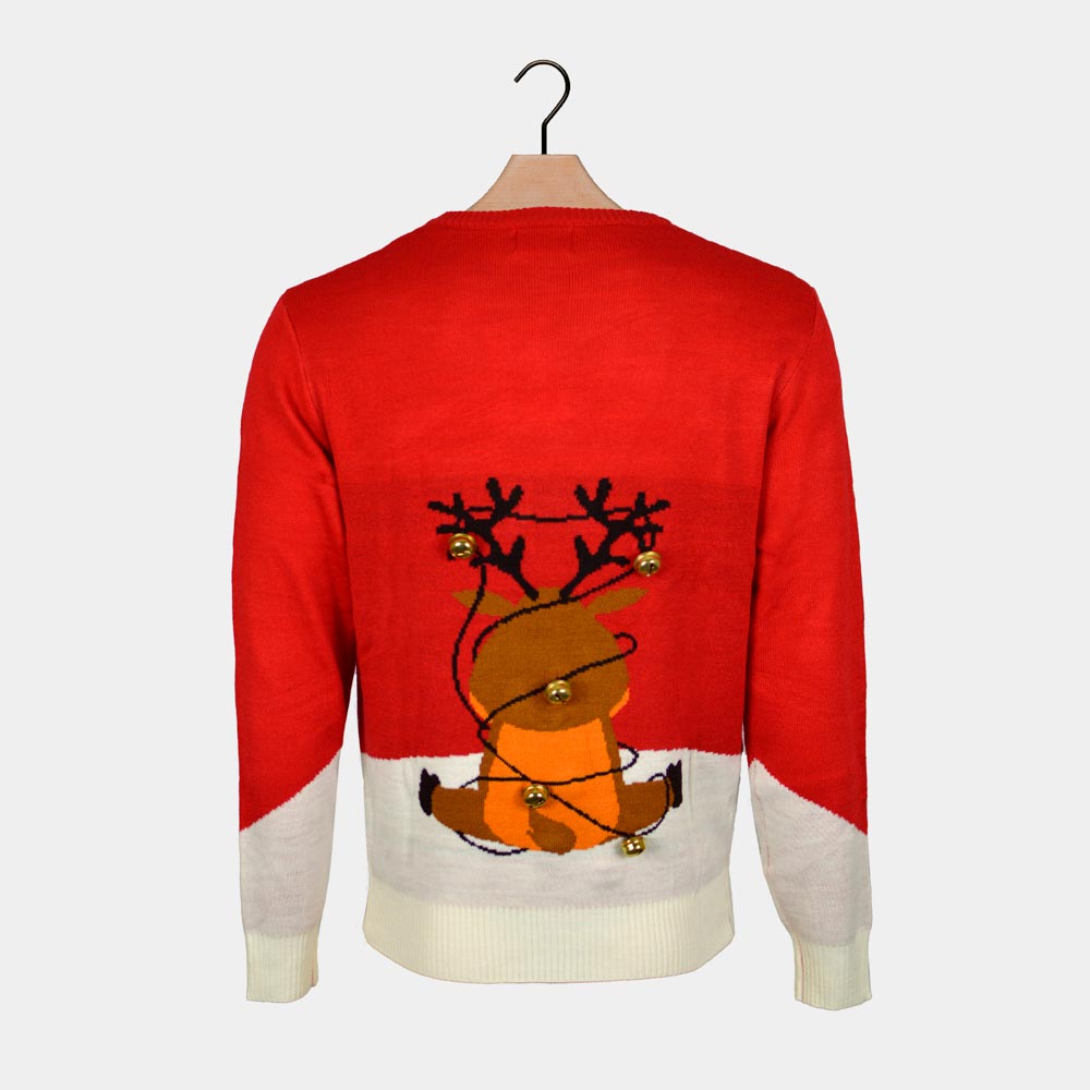 Suéter de Navidad para Mujer Jingle Bells Suck Rojo Cascabeles 3D espalda