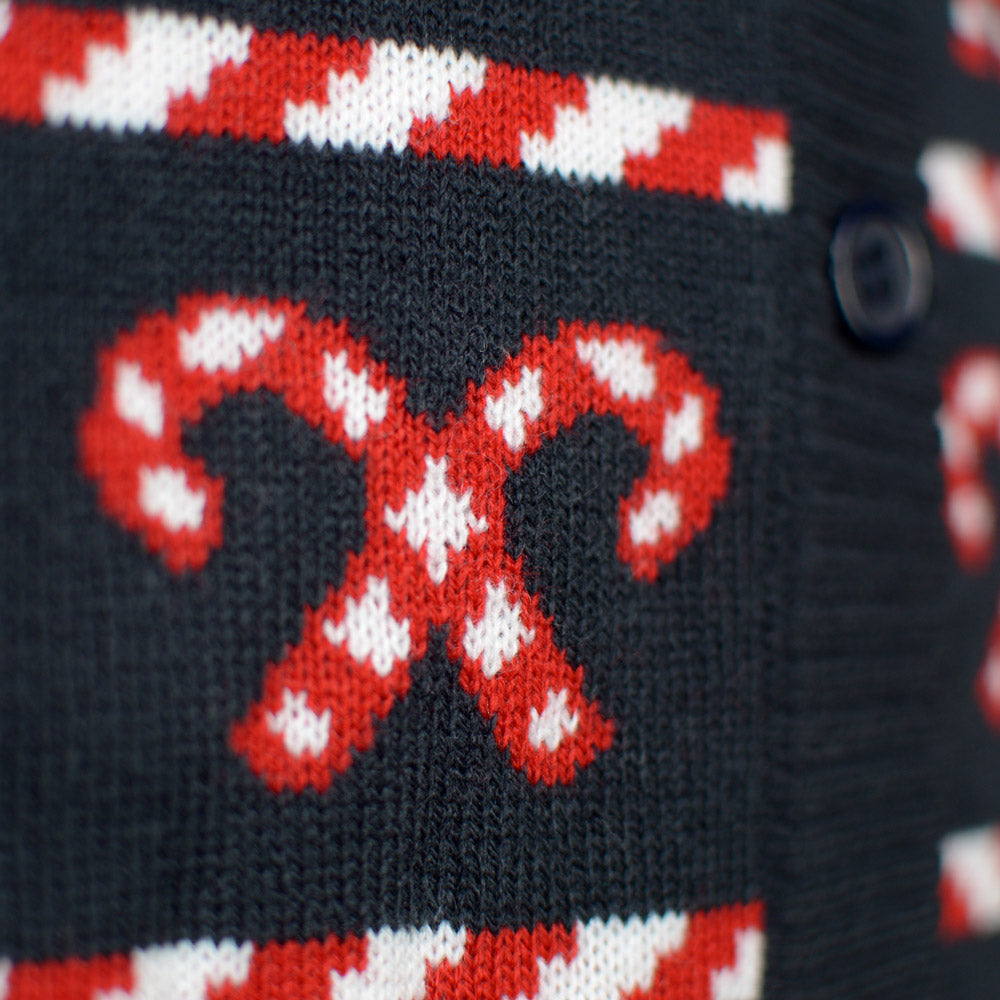 Suéter de Navidad para Pareja Cárdigan Azul Estrellas Polares Boton
