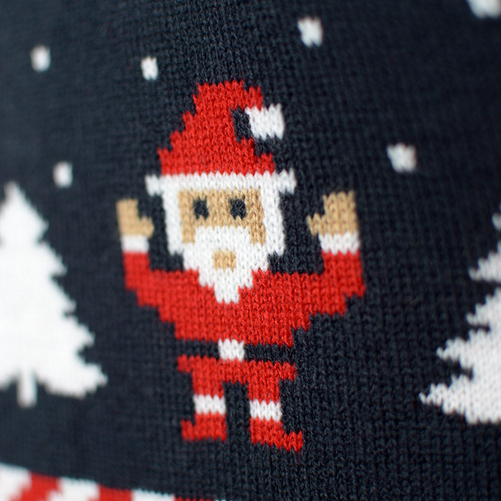 Suéter de Navidad para Pareja Cárdigan Azul Estrellas Polares Santa
