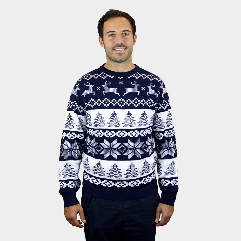 Suéter de Navidad Parejas Azul Polo Norte hombre