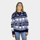 Suéter de Navidad Parejas Azul Polo Norte mujer